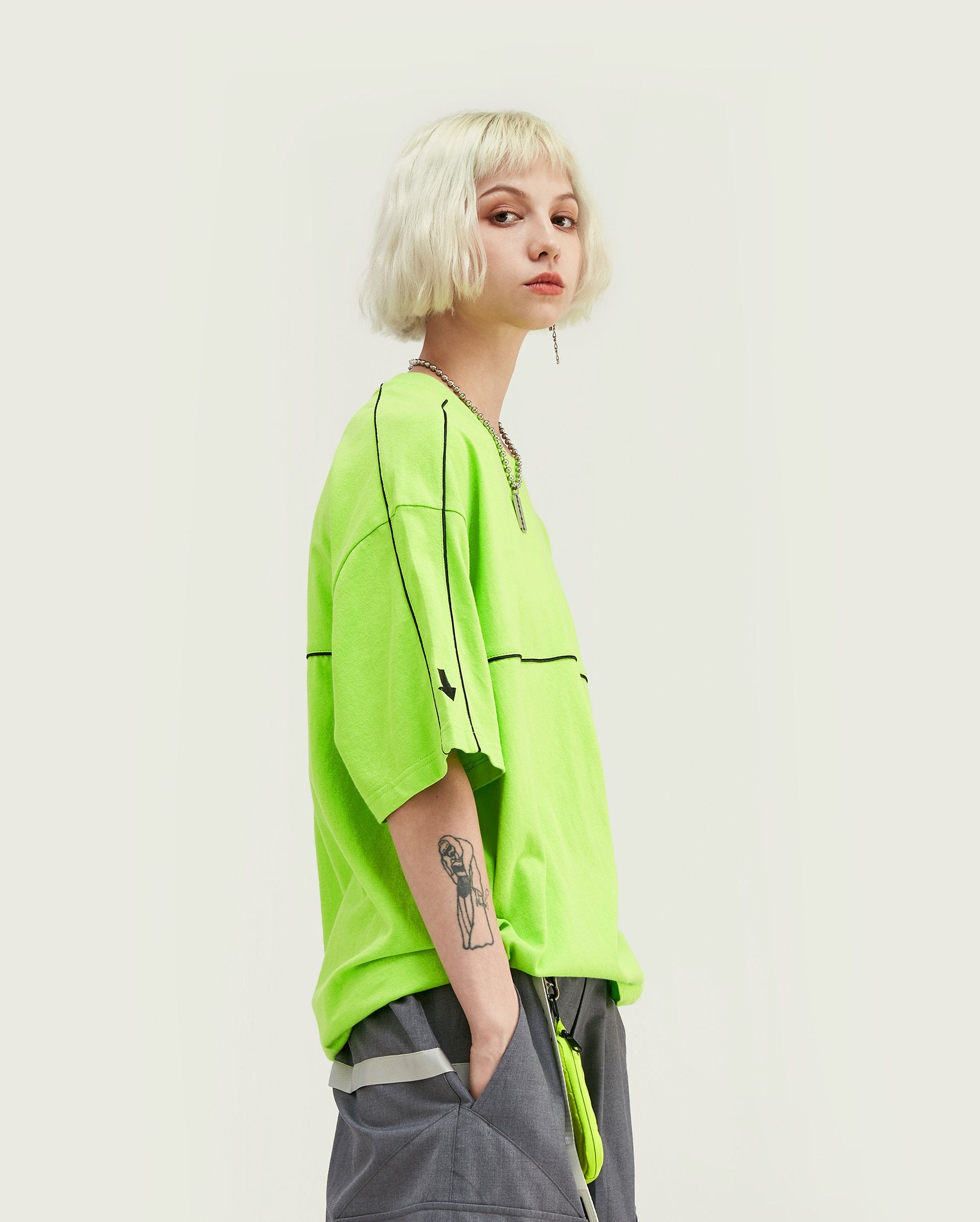 T-shirt oversize avec logo en relief - Vert - Boutique en ligne Streetwear