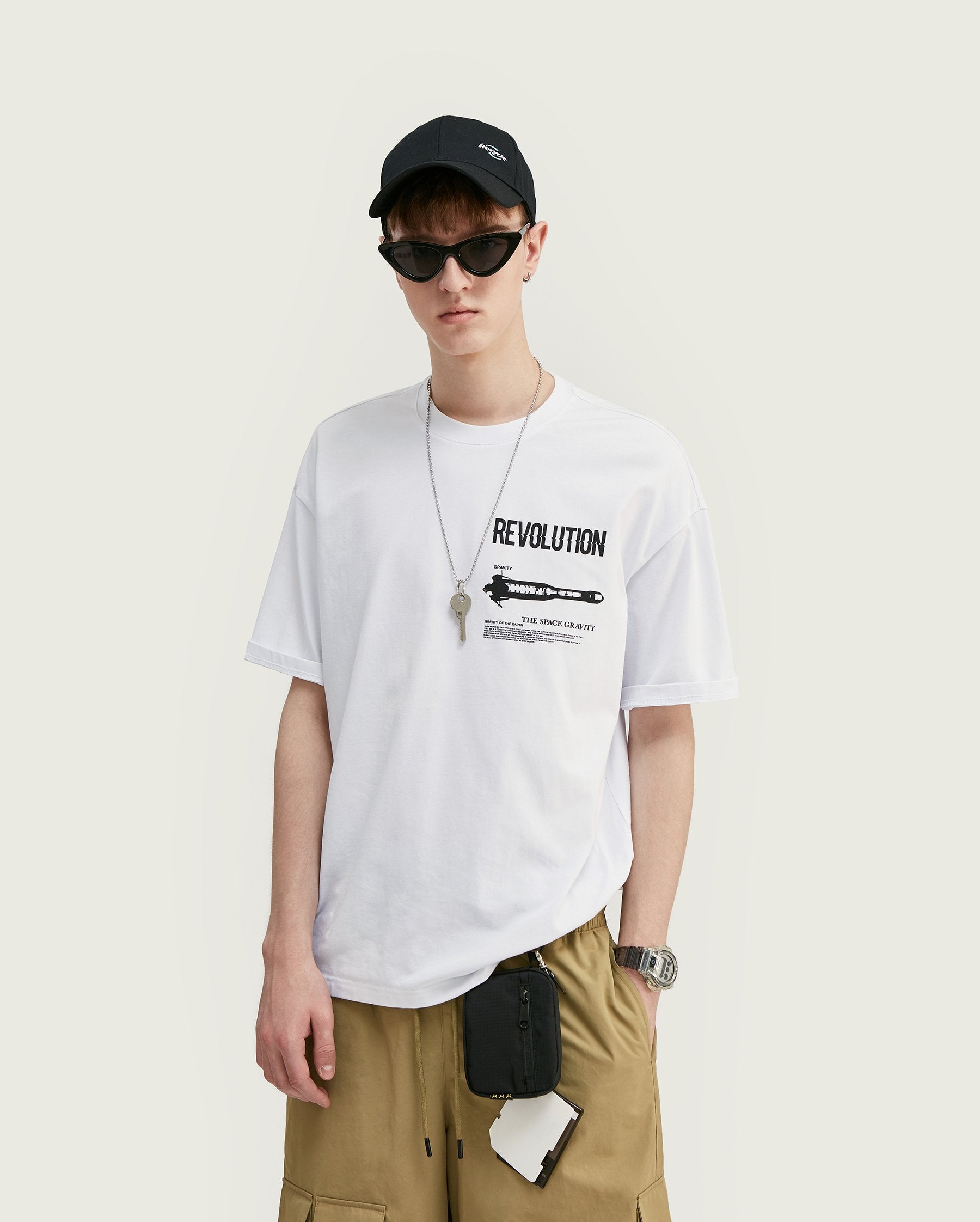 T-shirt Streetwear <br> oversize à imprimé - Blanc - Boutique en ligne Streetwear