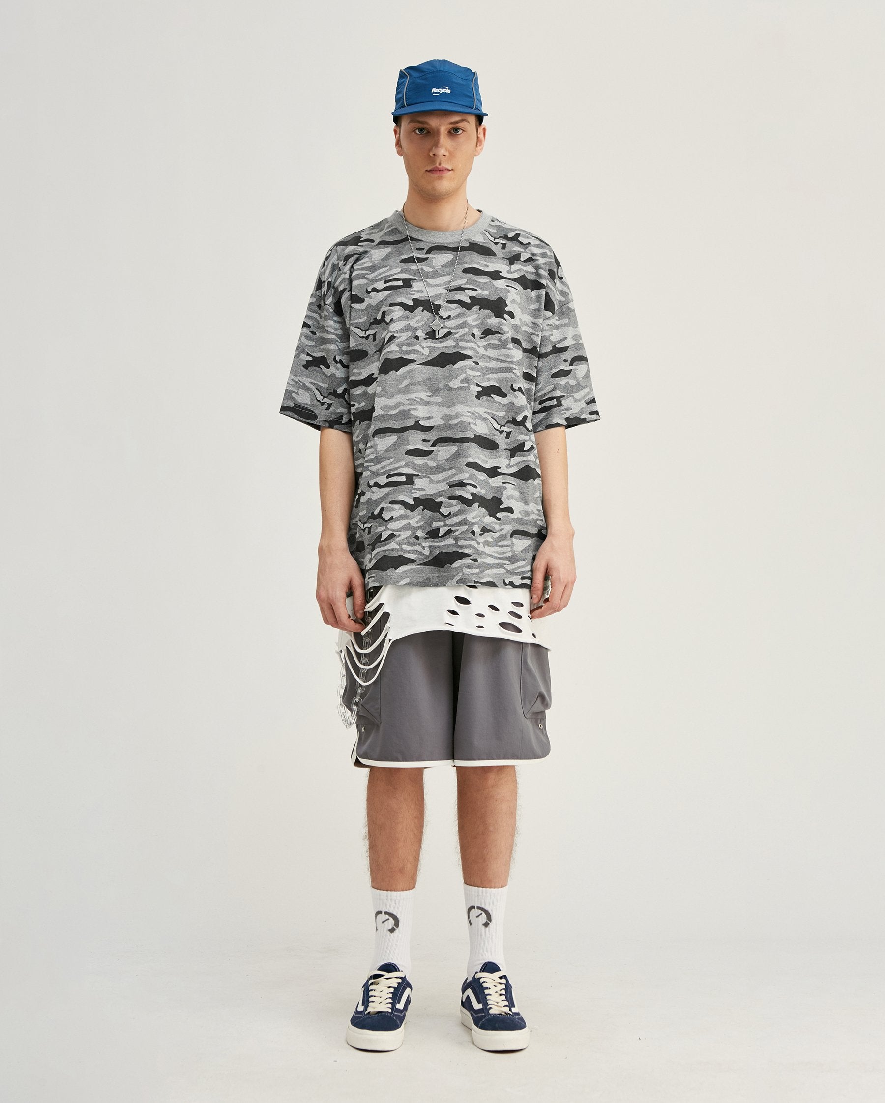 T-shirt Streetwear <br> à effet camouflage - Gris - Boutique en ligne Streetwear