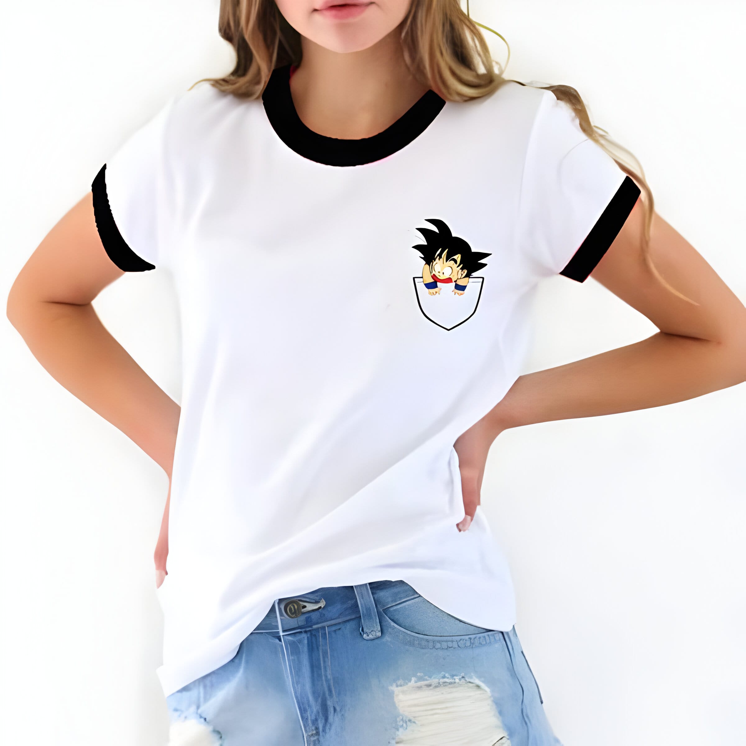 Dragon Ball Z T-Shirt DBZ Femme Goku Pocket