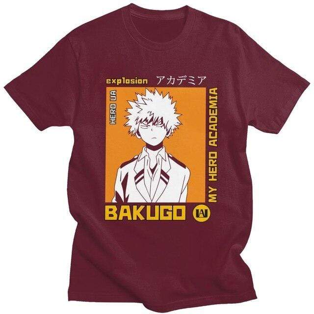 Boku No Hero Academia Katsuki Bakugo t-shirt manches courtes 100% coton décontracté mode cosplay