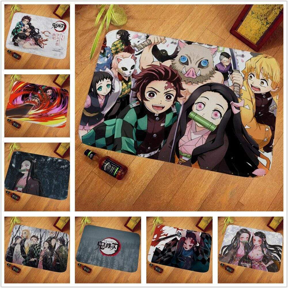 Cadeau tapis antiderapant goodies Demon Slayer Carpet Kimetsu No Yaiba Tanjirou Nezuko Zenitsu Inosuke