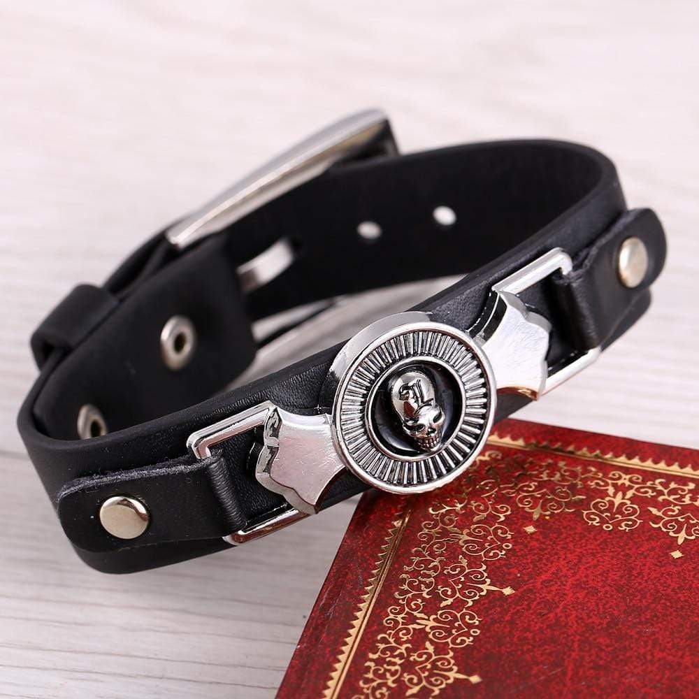 Death Note Bracelet en métal crâne Logo en cuir Punk Bracelet cosplay bijoux