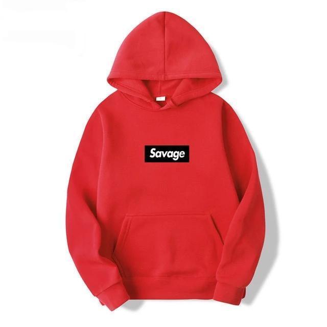 Hoodie SAVAGE x BLACK™ - Rouge / S - Boutique en ligne Streetwear