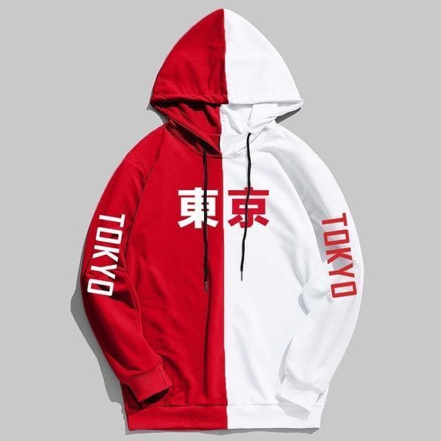 Hoodie "TOKYO" B&W™ - Rouge / L - Boutique en ligne Streetwear