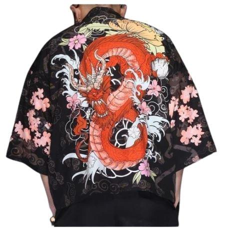 Kimono Cardigan Japonais- Dragon rouge