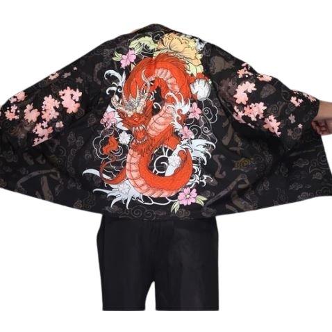 Kimono Cardigan Japonais- Dragon rouge