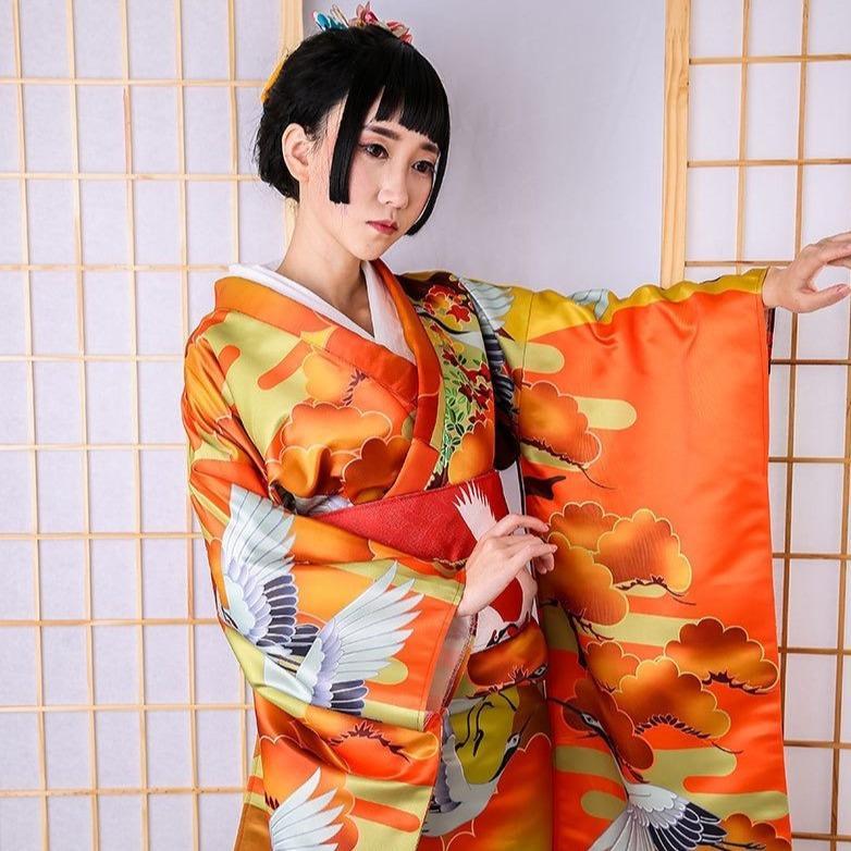 Kimono Femme Furisode Vol de Grues