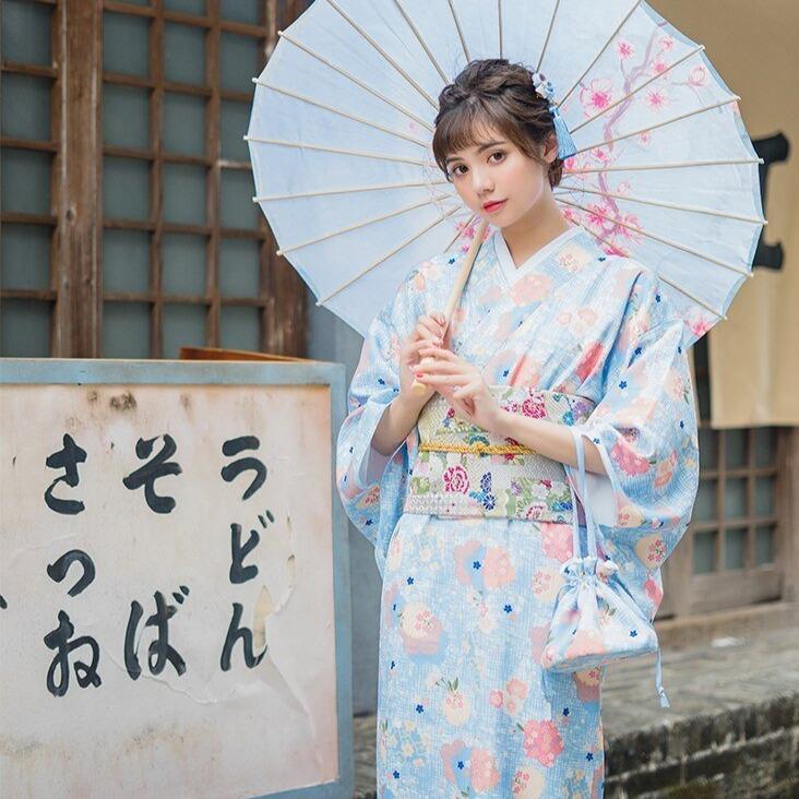 Kimono Femme Traditionnel Bleu Clair