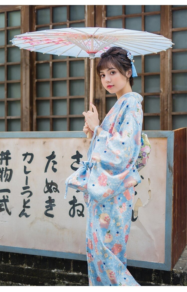Kimono Femme Traditionnel Bleu Clair