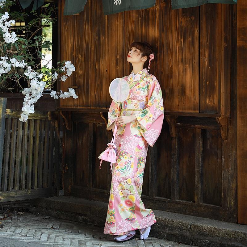 Kimono Fleuri Femme Rose