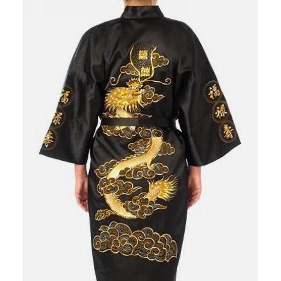 Kimono Yukata Tao Kimono Japonais Noir S 