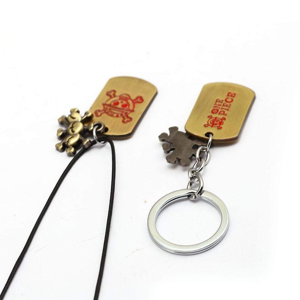 One Piece Porte-clés barbe noire Pirates Tag pendentif métal clé porte-anneau hommes voiture femmes sac porte-clés bijoux
