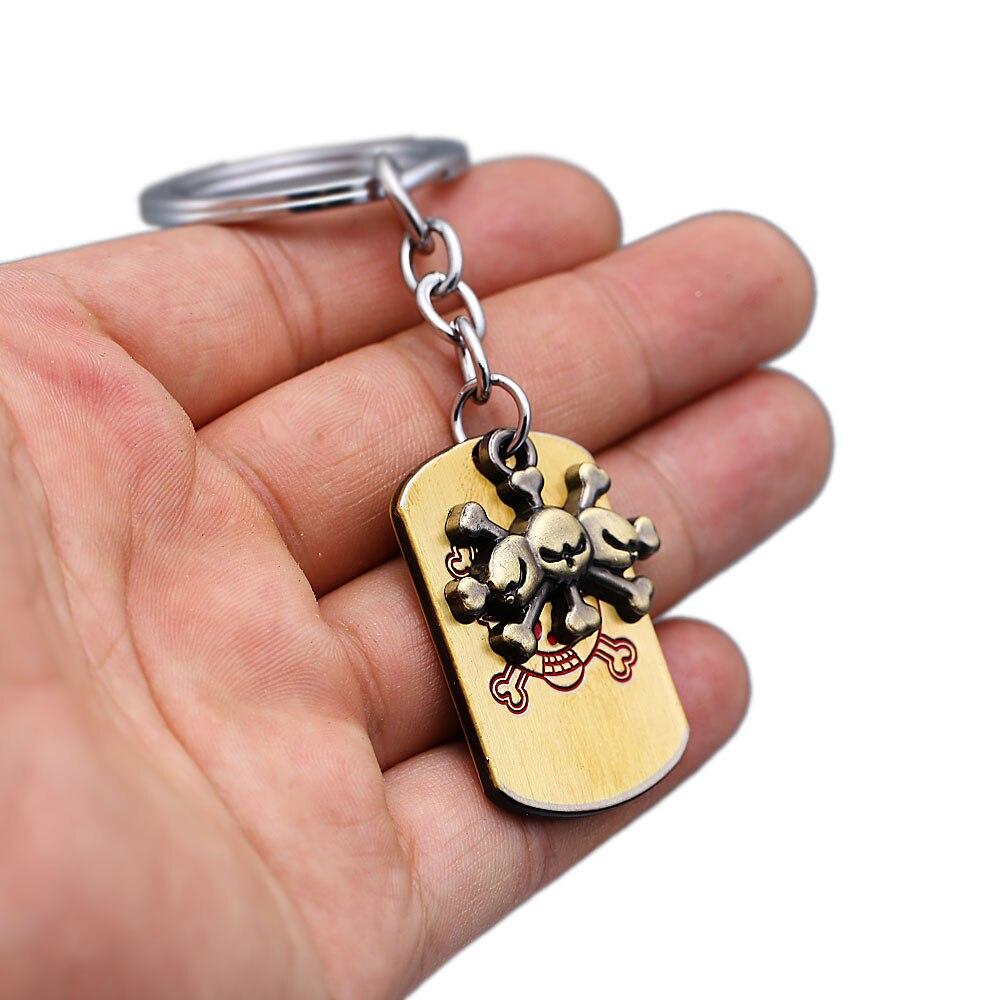 One Piece Porte-clés barbe noire Pirates Tag pendentif métal clé porte-anneau hommes voiture femmes sac porte-clés bijoux