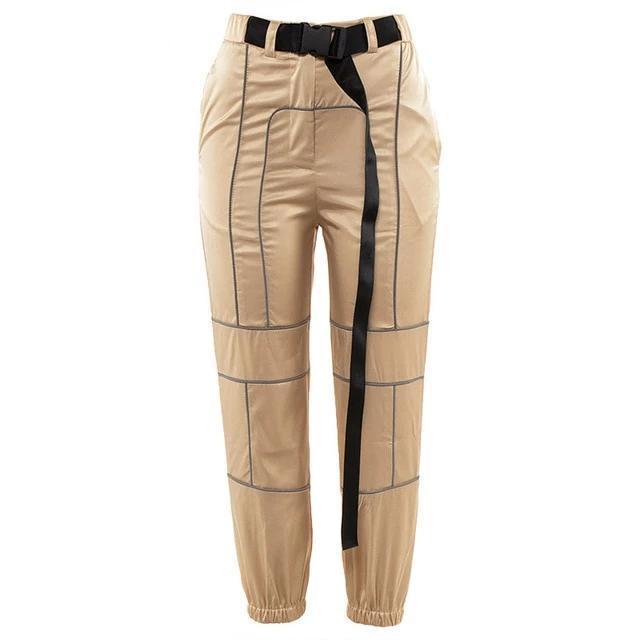 Pantalon STRIPED Réfléchissant 3M™ - Beige / L - Boutique en ligne Streetwear