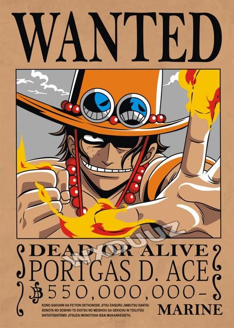 Posters One Piece Wanted Monkey D. Luffy Shanks Ace Gol D. Roger - Streetwear Style