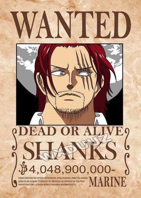 Posters One Piece Wanted Monkey D. Luffy Shanks Ace Gol D. Roger - Streetwear Style