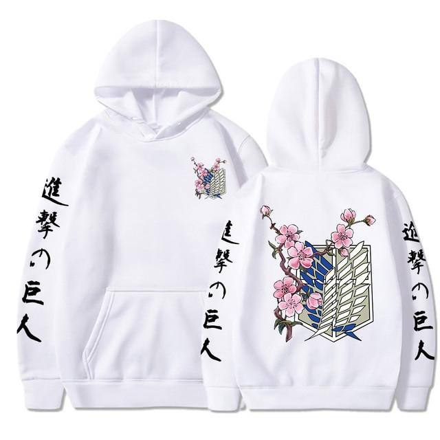 Hoodie Imprimé l'Attaque Des Titans Logo Fleur de Cerisier - Streetwear Style