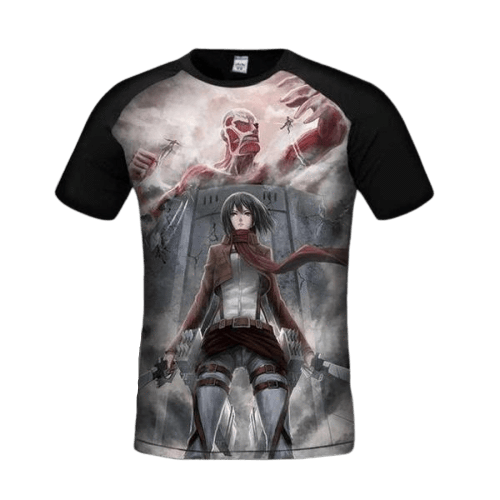 T-Shirt Attaque des Titans <br> Titan Colossal & Mikasa - Streetwear Style