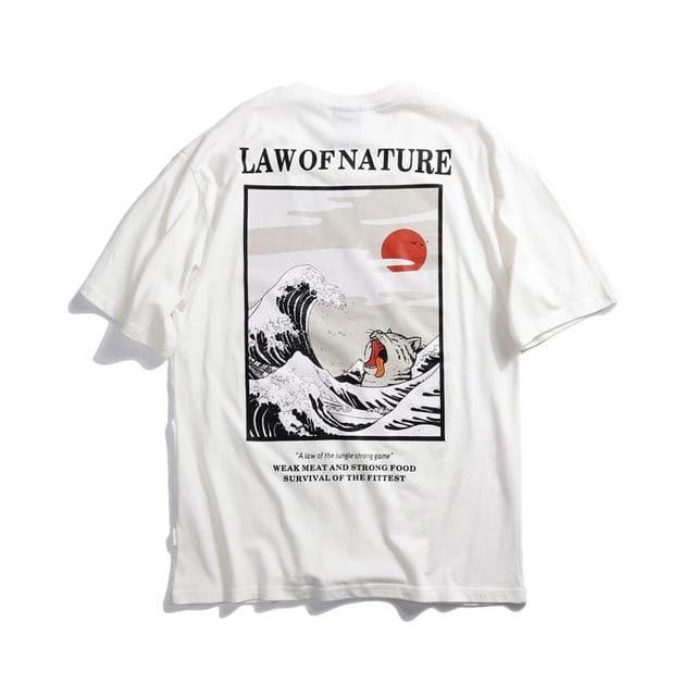 T-shirt imprimé LAW OF NATURE - Blanc / M - Boutique en ligne Streetwear