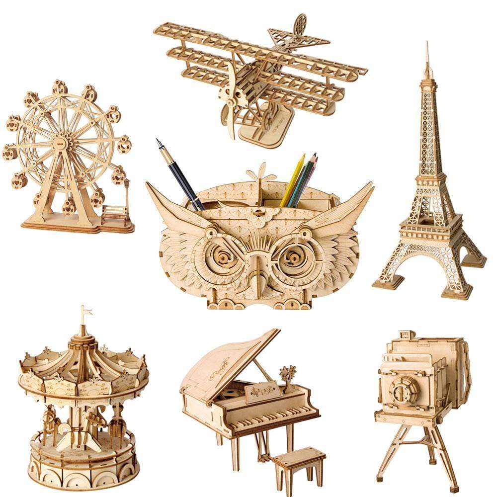 Puzzle en bois 3D tour eiffel pour enfant, jouets, modèles à assembler, bricolage, avion, manège, grande roue, livraison directe, DIY