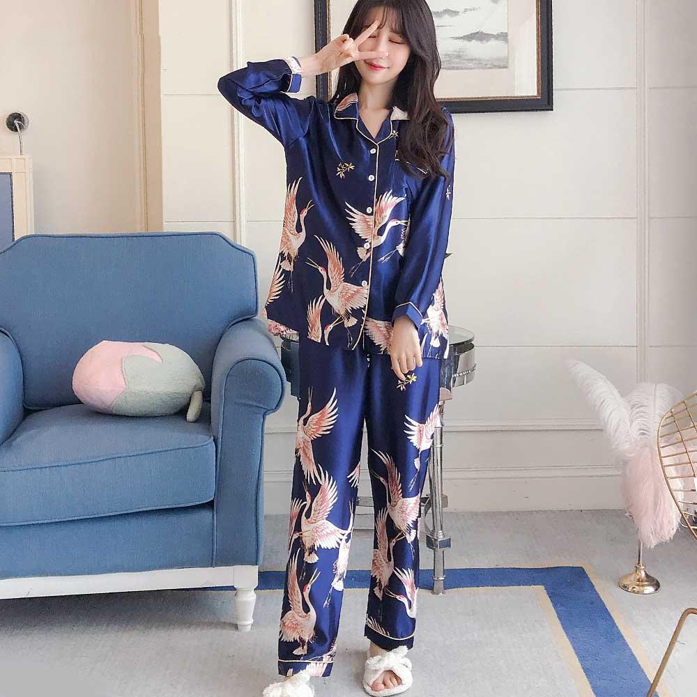 Pyjama en Soie Japonais Bleu