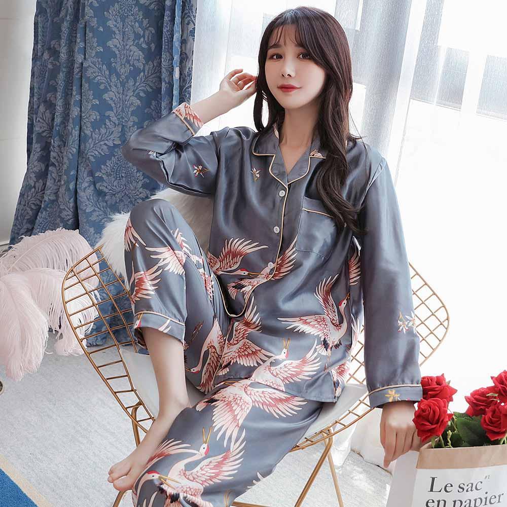 Pyjama Femme Soie Japonais Gris