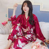 Pyjama Femme Soie Japonais Rouge