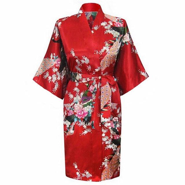 Robe Kimono Imprimé Sakura Rouge