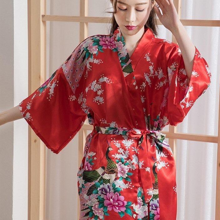 Robe Kimono Imprimé Sakura Rouge