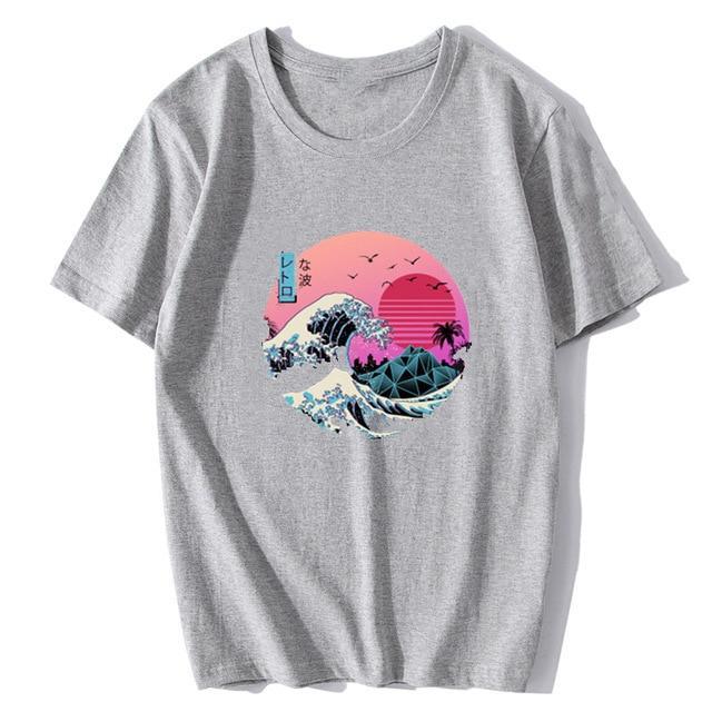 T-Shirt SUN "VAPORWAVE" - Gris / XS - Boutique en ligne Streetwear