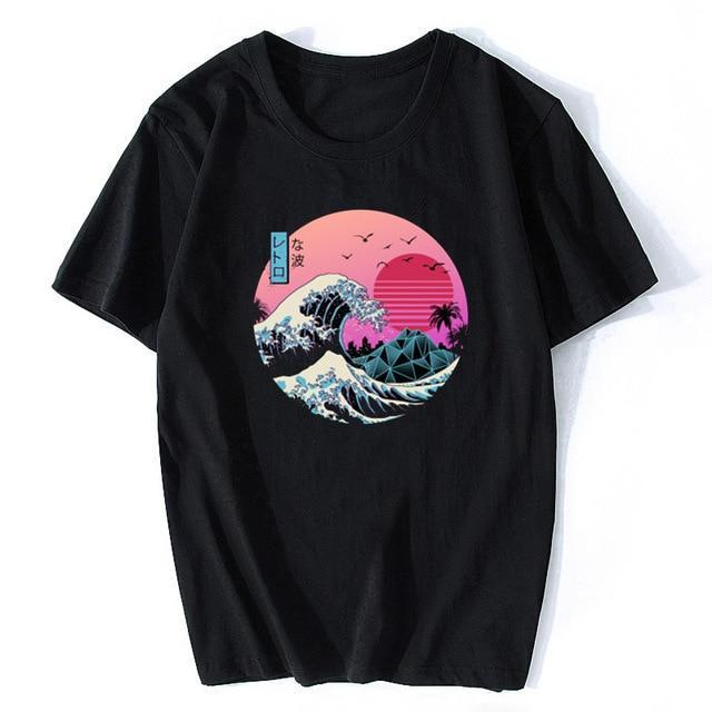 T-Shirt SUN "VAPORWAVE" - Noir / XL - Boutique en ligne Streetwear