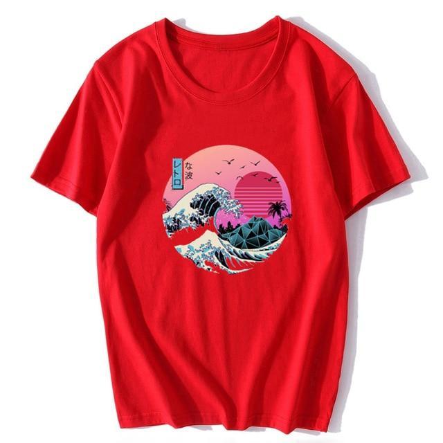 T-Shirt SUN "VAPORWAVE" - Rouge / XXXS - Boutique en ligne Streetwear
