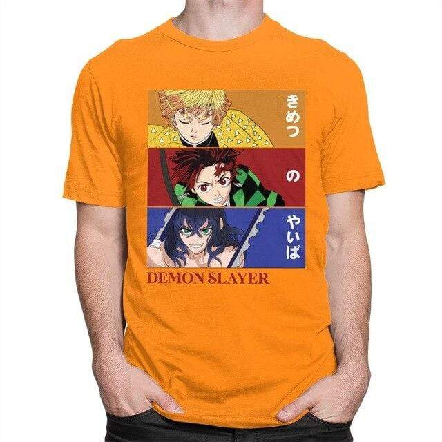 Tanjiro Zenitsu And Inosuke Kimetsu no Yaiba t-shirt manches courtes 100% coton décontracté mode cosplay