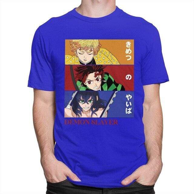 Tanjiro Zenitsu And Inosuke Kimetsu no Yaiba t-shirt manches courtes 100% coton décontracté mode cosplay