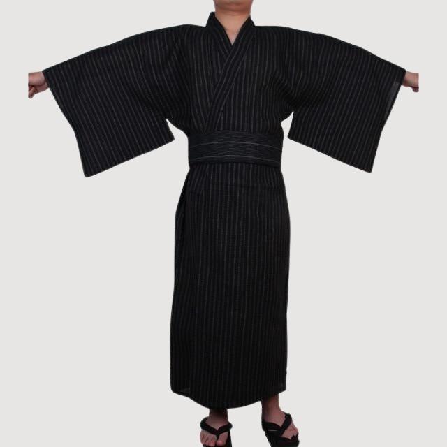 Yukata Homme Japonais Noir Rayé